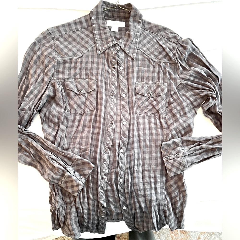Adikdt snap front fitted plaid shirt